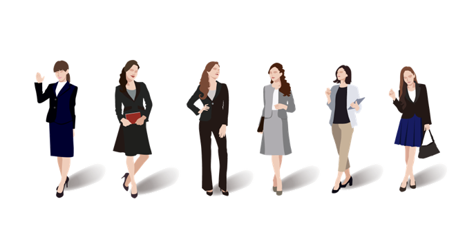 派遣の職場見学におすすめの服装例が複数載っているイラスト