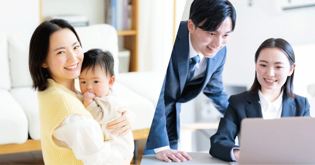 幼い子どもを育てながら転職を成功させ、いきいきと働いている30代女性のイメージ