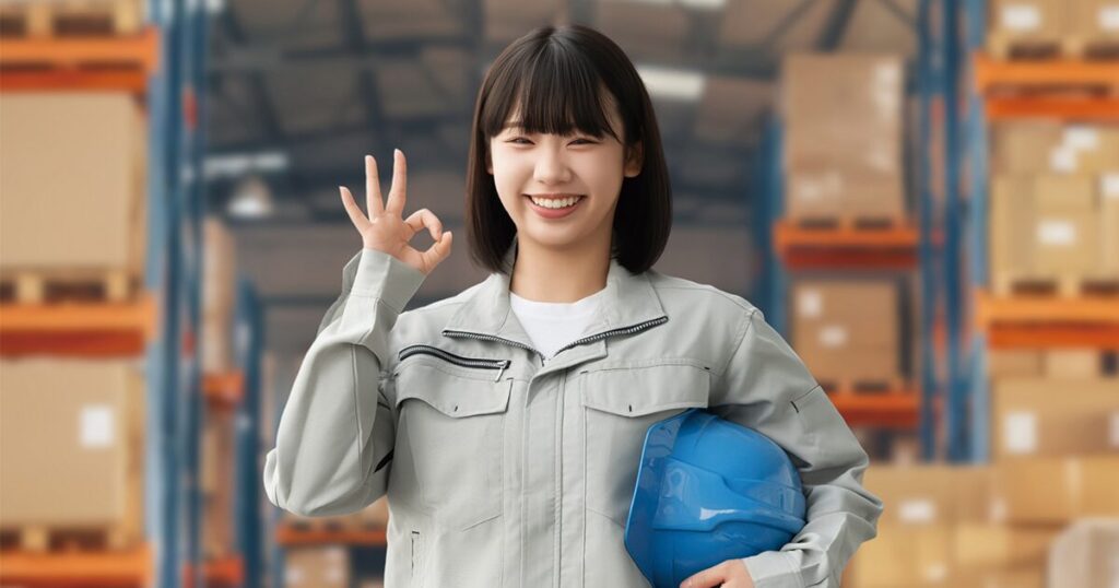 倉庫で軽作業の仕事をする女性のイメージ