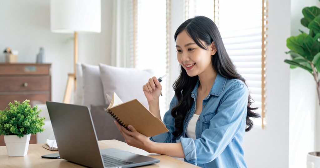 派遣社員として働く際のお金や制度について確認する主婦のイメージ