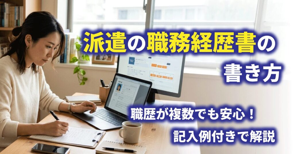派遣社員が履歴書と職務経歴書を作成しているイメージ