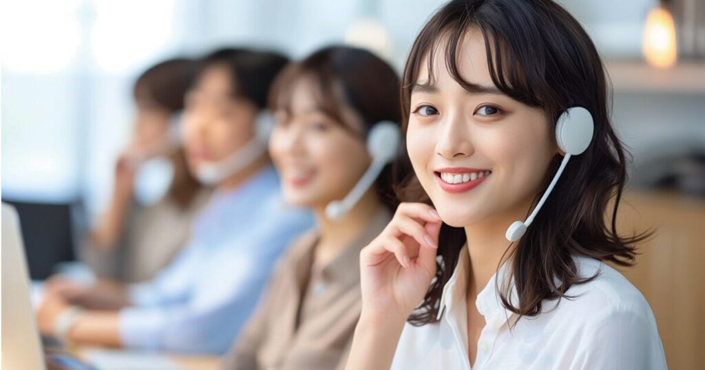 コールセンター派遣で笑顔で前向きに働く女性スタッフたち