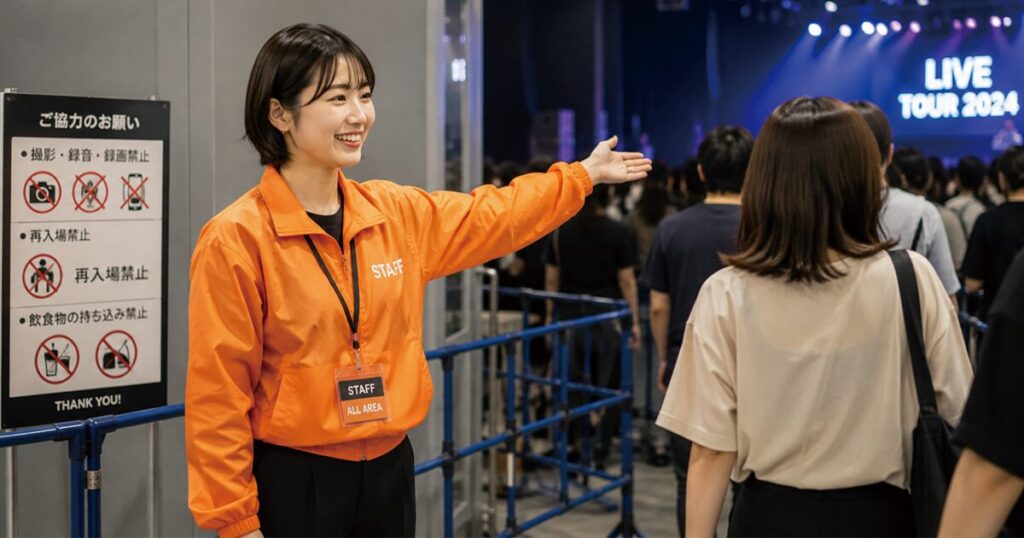 登録型派遣の単発の仕事でイベントスタッフとして働く女性のイメージ